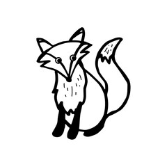 Doodle hand-drawn cute fox. Vector illustration