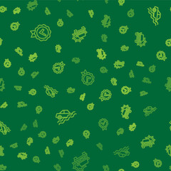 Set line Approved and check mark, Flood car and Car accident on seamless pattern. Vector