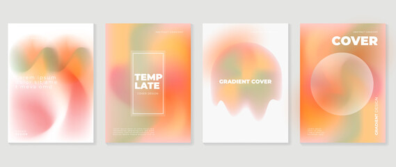 Naklejka premium Abstract fluid gradient background vector. Minimalist style cover template with shapes, colorful and liquid color. Modern wallpaper design perfect for social media, idol poster, photo frame. 