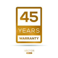 45 years warranty seal stamp, vector label.