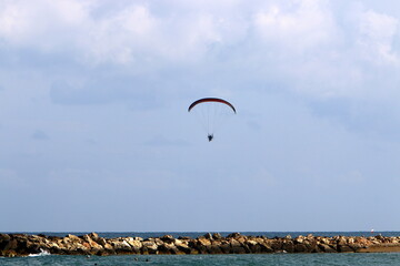 Paragliding over the Mediterranean Sea