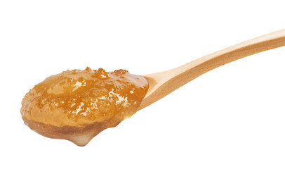natural honey in the spoon isolated on white. the entire image in sharpness.