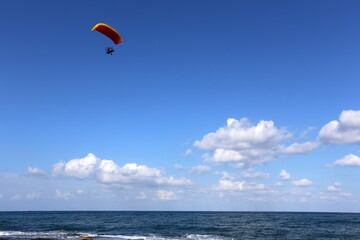 Paragliding over the Mediterranean Sea