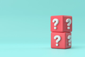 FAQ banner design. Question mark sign. 3D rendering.