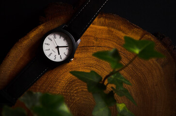 Zegarek na rękę - czas - odmierzanie czasu - popołudnie, ciepłe tło