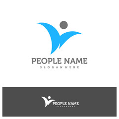 Obraz premium People Logo Design Template. Community People logo concept vector. Creative Icon Symbol
