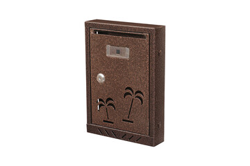 metal mailbox on a white background