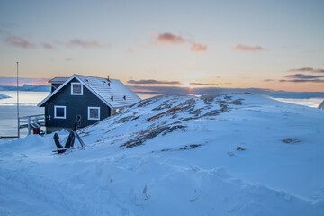 Greenlandic house in the snow