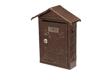 metal mailbox on a white background
