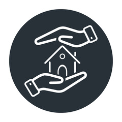 house icon with hands
