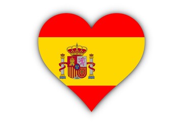 Bandera de España en corazón - obrazy, fototapety, plakaty