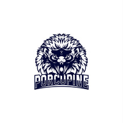 Porcupine esport logo silhouette vector design mascot.