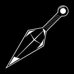 Ninja weapon kunai blade japanese style flat vector black icon design.