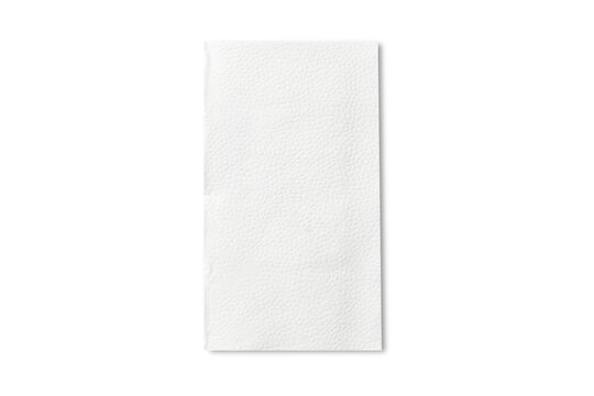 Blank White Paper Napkin Mockup Isolated On White Background. 3d Rendering.