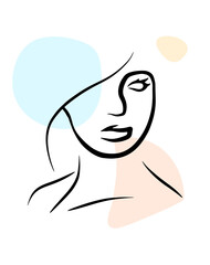 Abstract outline woman face poster collection. Simple vector hand drawn illustration. Fashion beauty print. Line art portrait.