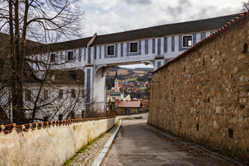 Beautiful view to church and castle in Cesky Krumlov, Czech republic