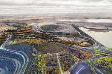 Opencast mining of iron ore. Environmental pollution problems.