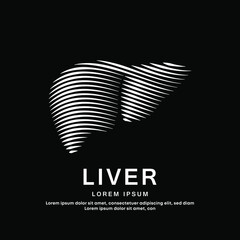 Human liver medical structure. Creative simple line art Vector logo liver silhouette on a dark background. liver care logo vector template suitable for organization, company, or community. EPS 10