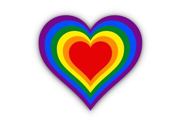 Colores del arco&iacute;ris en coraz&oacute;n