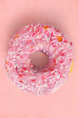 Donut on pink background