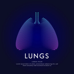 Human lungs medical structure. Vector logo lungs color silhouette on a dark background. EPS 10 - obrazy, fototapety, plakaty
