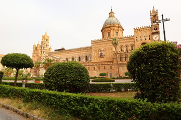 Fototapeta na wymiar Palermo, Sicily (Italy): The Cathedral of Palermo dedicated to the Assumption of the Virgin Mary. UNESCO World Heritage Site