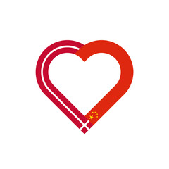 unity concept. heart ribbon icon of denmark and china flags. vector illustration isolated on white background