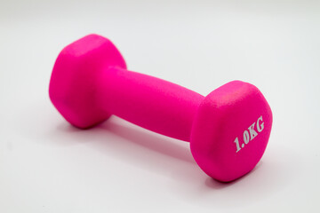A 1kg pink dumbell for women who love their healthy.