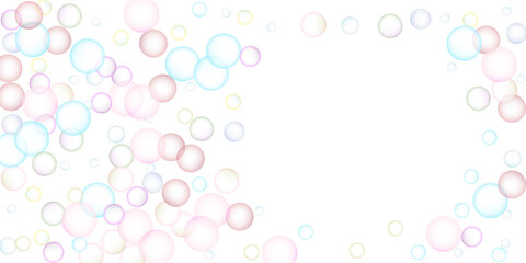 Soap bubbles flew randomly on a white background. Vector