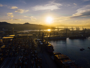 Aerial view of Yantian container terminal in Shenzhen city, China