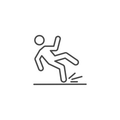 Man slipped on slippery floor, icon vector illustration