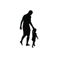 Father holding the daughter silhouette vector stock illustration