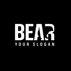 Unique silhouette of a bear, unique design typography logo in the dark