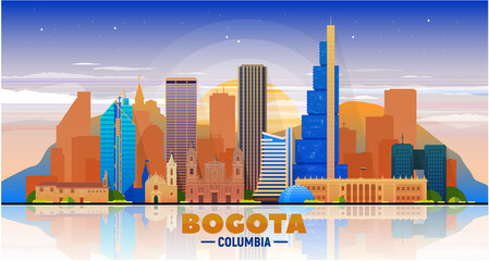Bogota ( Columbia ) city skyline at sky background.  - obrazy, fototapety, plakaty