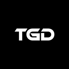 TGD letter logo design with black background in illustrator, vector logo modern alphabet font overlap style. calligraphy designs for logo, Poster, Invitation, etc.