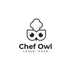 Owl chef logo design template