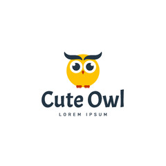 Cute owl logo design template