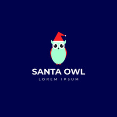 Santa owl logo design template