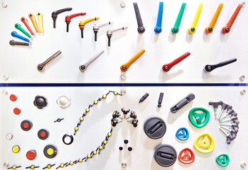 Handles, buttons, switches stand exhibition