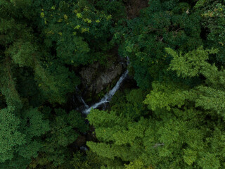 Aerial view of beautiful tropical forest mountain landscape