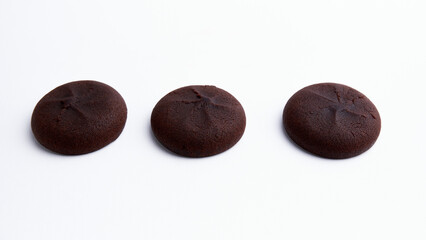 Closeup of delicious chocolate brownies isolated on white background