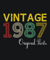 35th Birthday Vintage 1987 Original Parts T-shirt Vector.