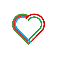 unity concept. heart ribbon icon of azerbaijan and iran flags. vector illustration isolated on white background