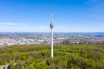 Stuttgart tv tower skyline aerial view town architecture travel in Germany © Markus Mainka