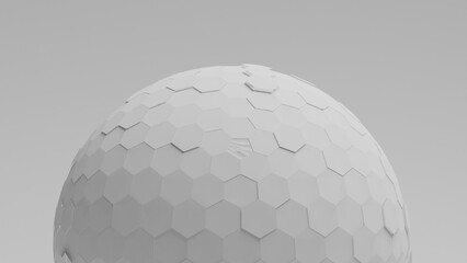 3d rendering of a square spherical structure surface made of hexagons