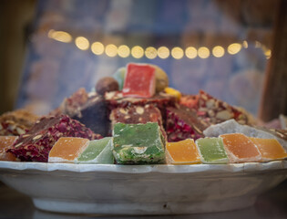 Dessert Turkish delight close up