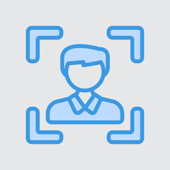 Face recognition icon in blue style about smart home, use for website mobile app presentation