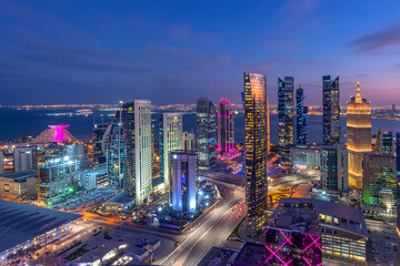 Doha Skyline Westbay Financial Hub Of Qatar