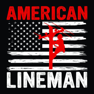 American Lineman USA Flag Shirt Vector, Lineman Shirt, American Flag Shirt