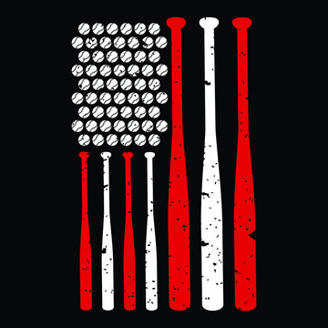 Baseball American Flag Shirt, Baseball Bat Svg Shirt Print Template